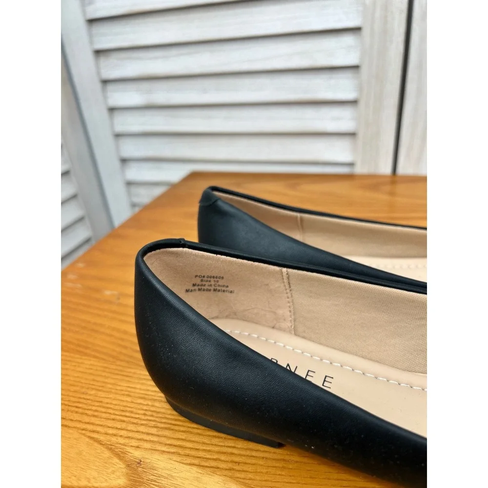 Journee Collection Pointed Toe Flat 10 Black Womens Rhinestone Dressy
